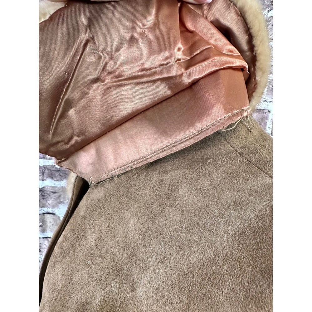 Vintage 50's 60's Suede Coat Mink Fur Collar – Film Wardrobe / Collector Piece - Picture 7 of 16